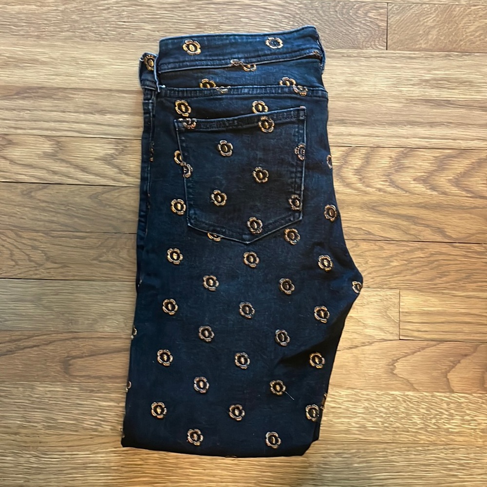 Anthropologie Pilcro metallic Embroidered Jeans